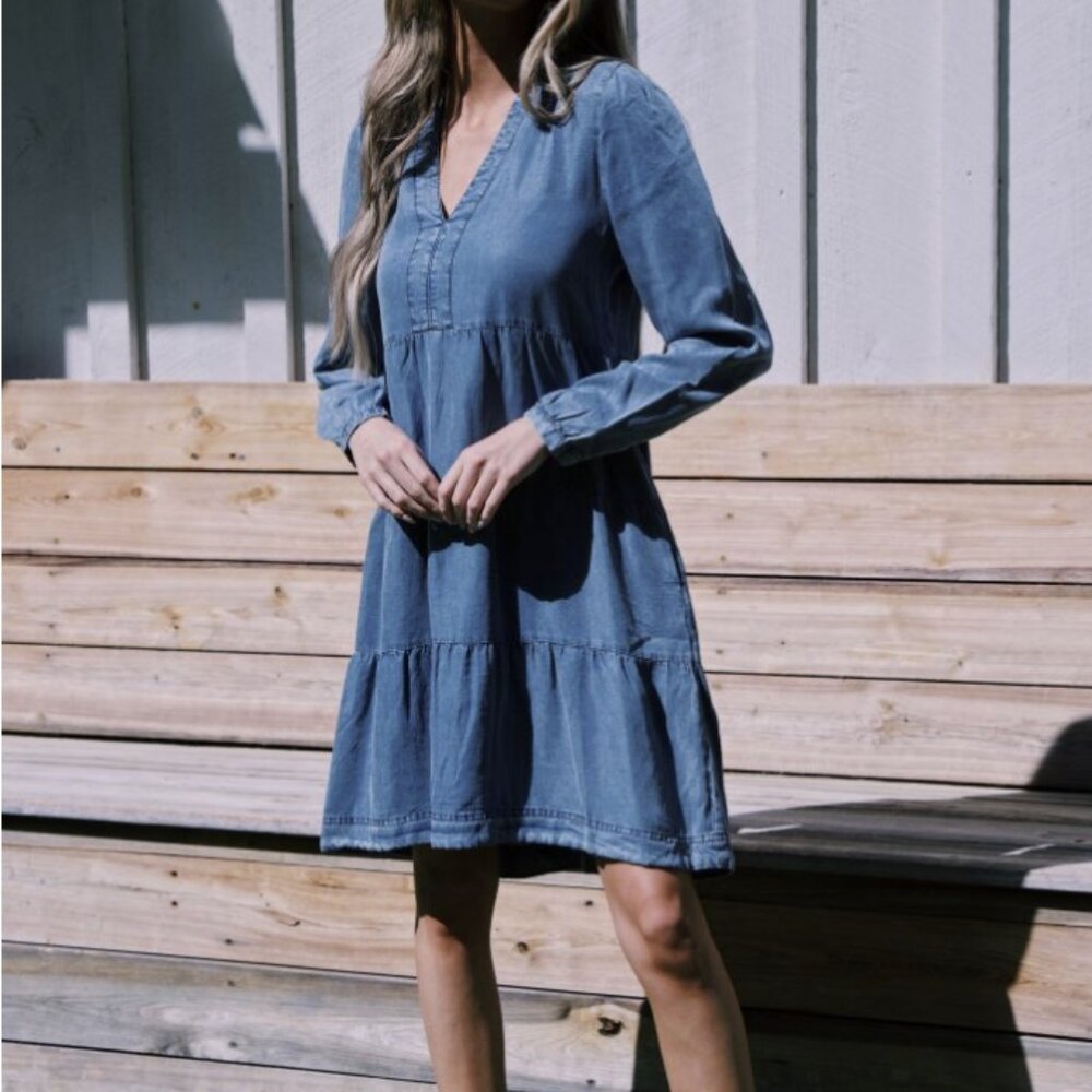 Sherin Tiered Tencel Dress, Malibu | Velvet Heart